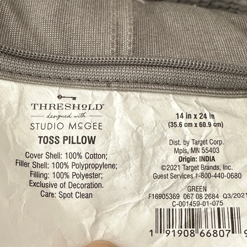 Studio McGee Threshold Elegant Green Decorative Pillow